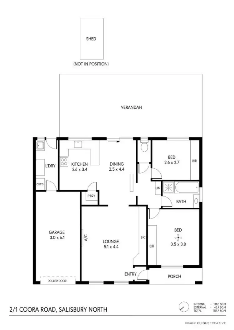 Floorplan of Homely unit listing, 2/1 Coora Road, Salisbury North SA 5108