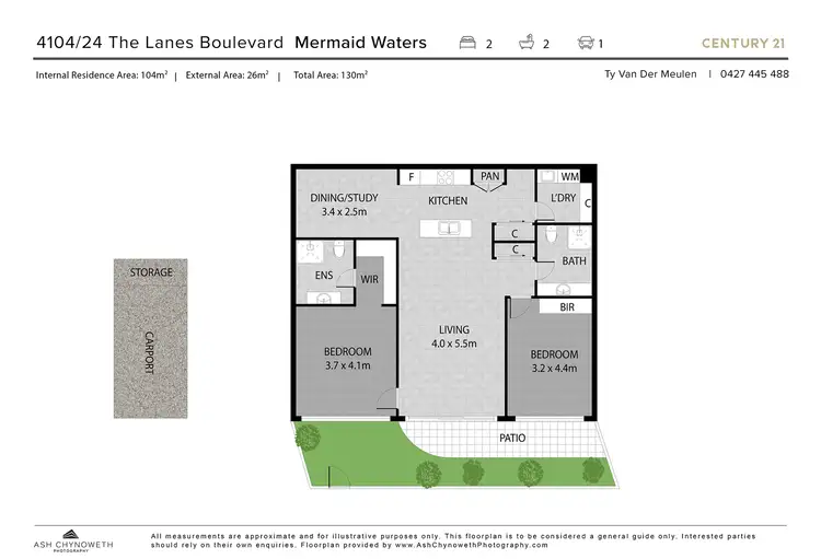 Floorplan of Homely apartment listing, 4104/24 The Lanes Boulevard, Mermaid Waters QLD 4218