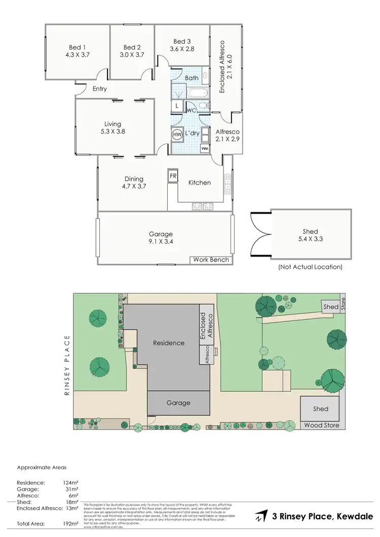 Floorplan of Homely house listing, 3 Rinsey Place, Kewdale WA 6105