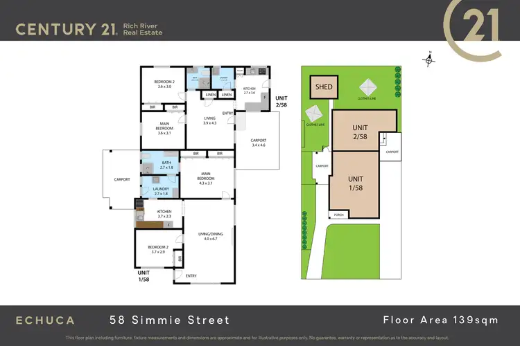 Floorplan of Homely unit listing, 58 Simmie Street, Echuca VIC 3564