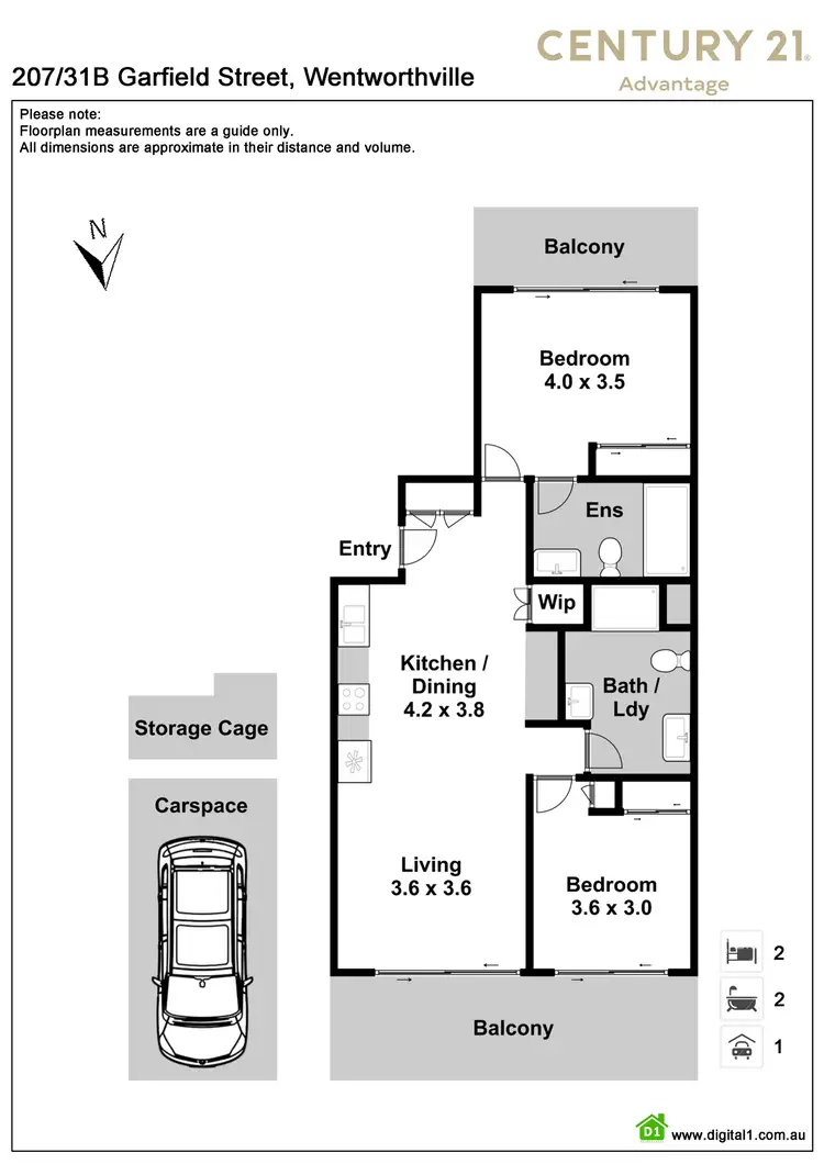 Floorplan of Homely apartment listing, 207/31B Garfield Street, Wentworthville NSW 2145