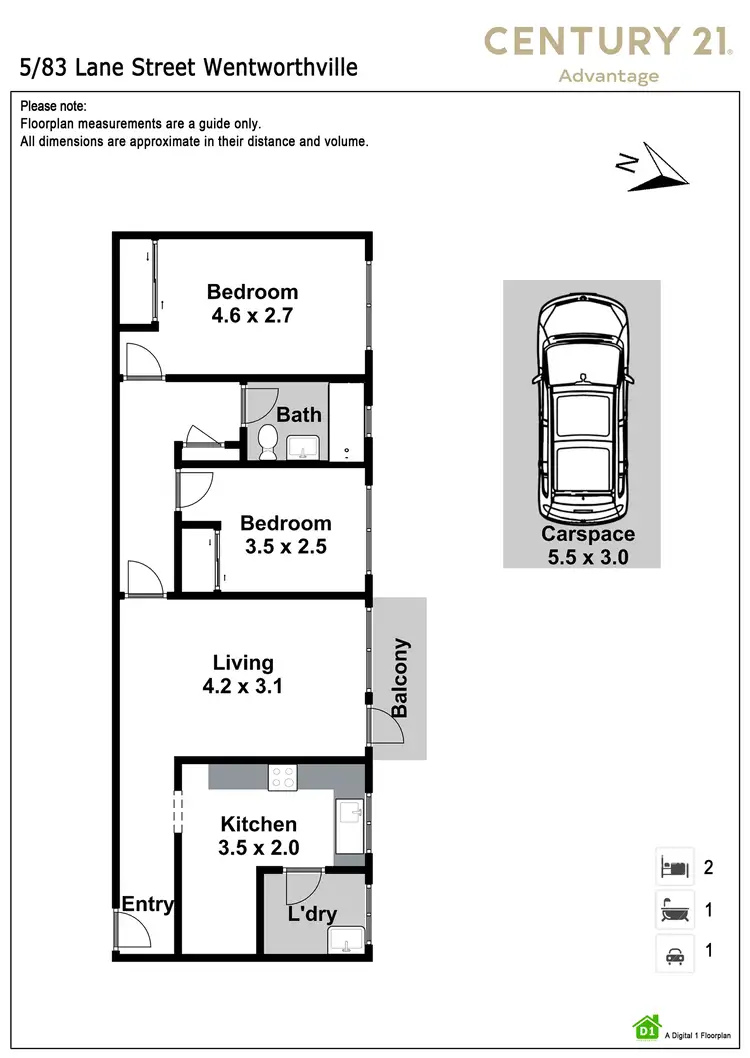 Floorplan of Homely apartment listing, 5/83 Lane Street, Wentworthville NSW 2145