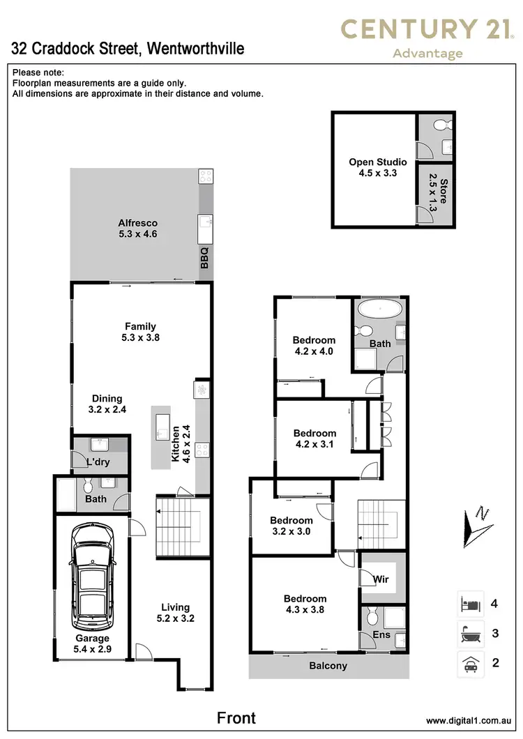 Floorplan of Homely semi-detached listing, 32A Craddock Street, Wentworthville NSW 2145