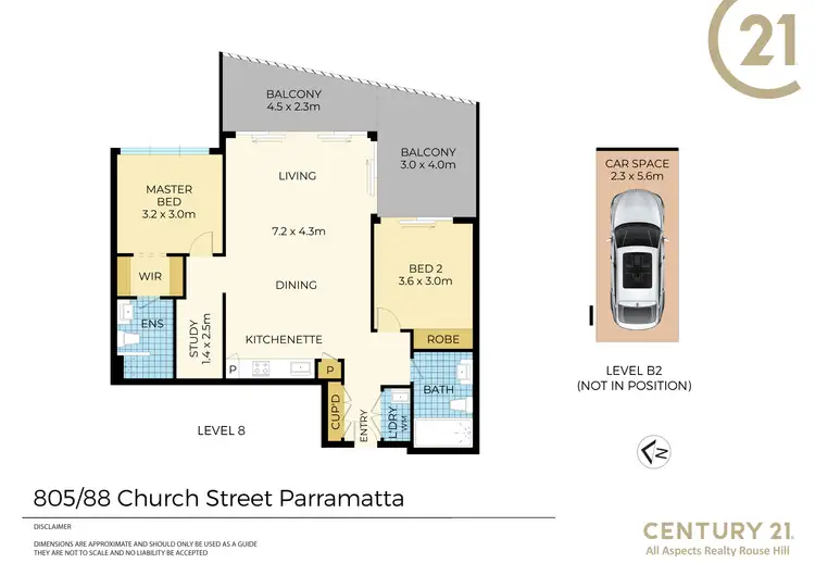 Floorplan of Homely apartment listing, 805/88 Church Street, Parramatta NSW 2150