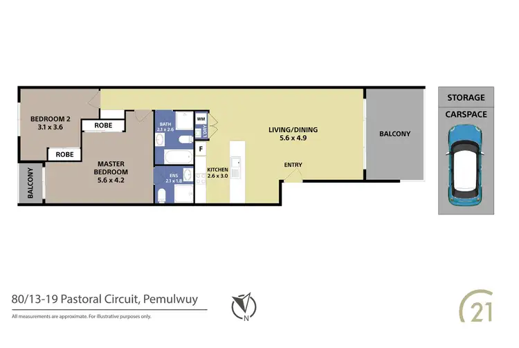 Floorplan of Homely unit listing, 80/13-19 Pastoral Circuit, Pemulwuy NSW 2145