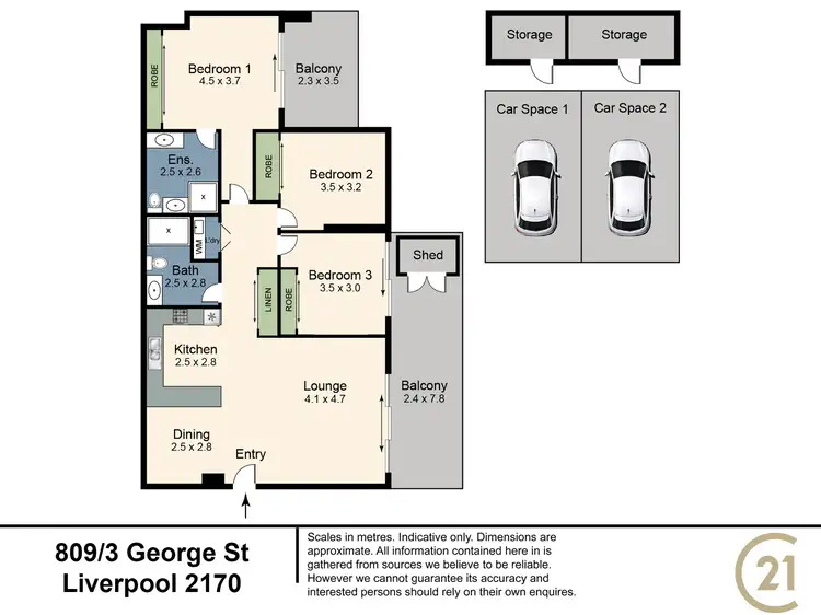 Floorplan of Homely apartment listing, 809/3 George Street, Liverpool NSW 2170