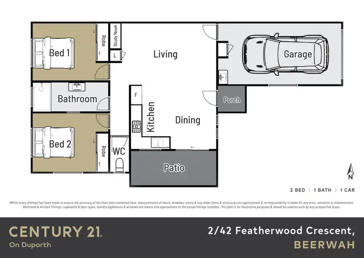 Floorplan of Homely semi-detached listing, 2/42 Featherwood Crescent, Beerwah QLD 4519