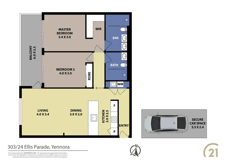 Floorplan of Homely unit listing, 303/24 Ellis Parade, Yennora NSW 2161