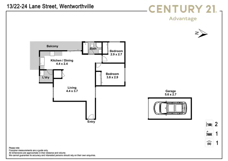 Floorplan of Homely apartment listing, 13/22-24 Lane Street, Wentworthville NSW 2145