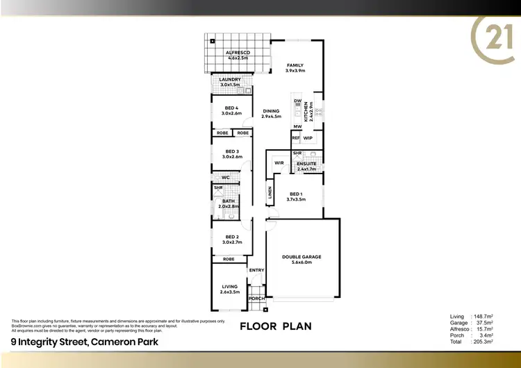 Floorplan of Homely house listing, 9 Integrity Street, Cameron Park NSW 2285