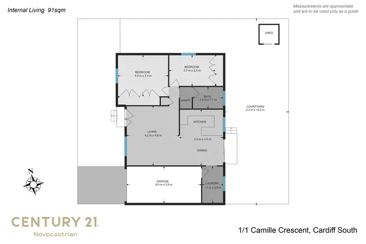 Floorplan of Homely semi-detached listing, 1/1 Camille Crescent, Cardiff South NSW 2285