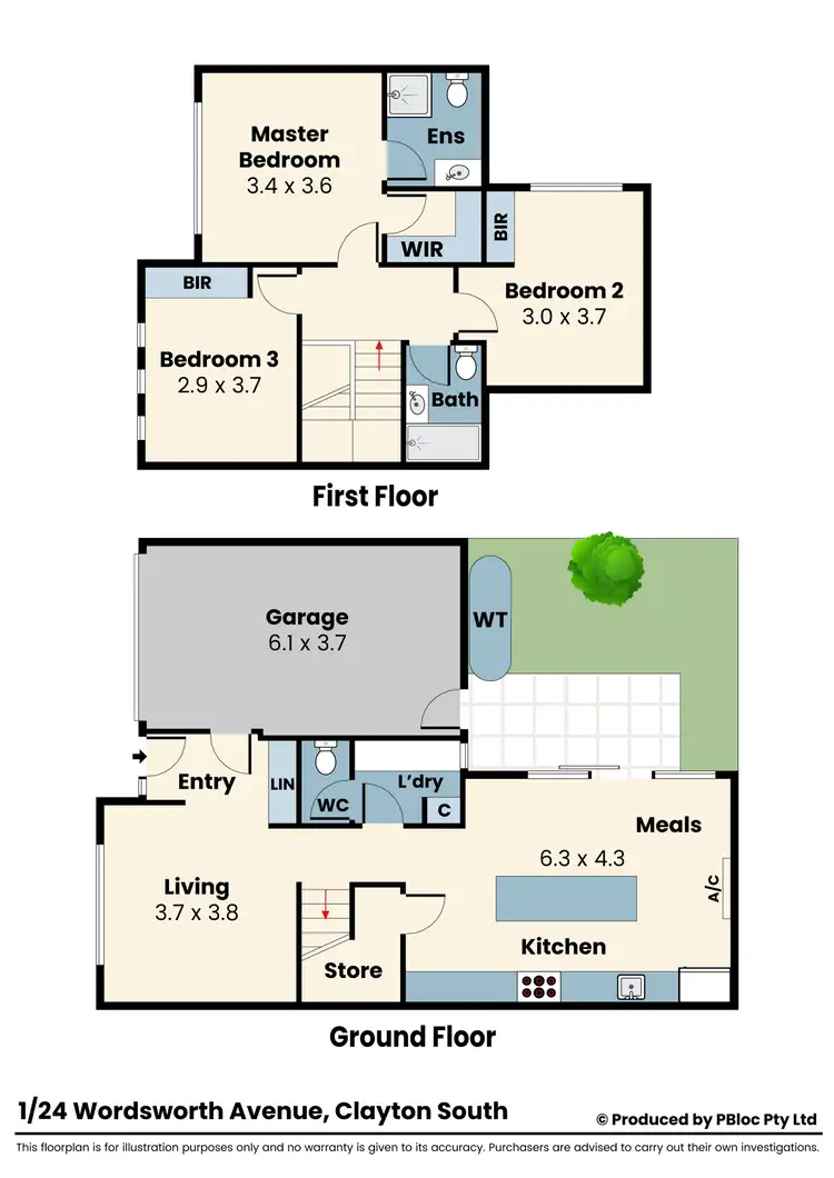 Floorplan of Homely townhouse listing, 1/24 Wordsworth Avenue, Clayton South VIC 3169