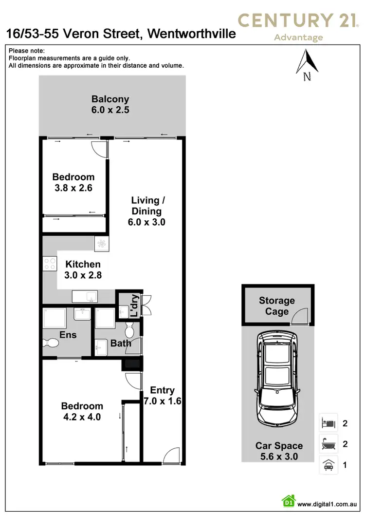 Floorplan of Homely unit listing, 16/53-55 Veron Street, Wentworthville NSW 2145