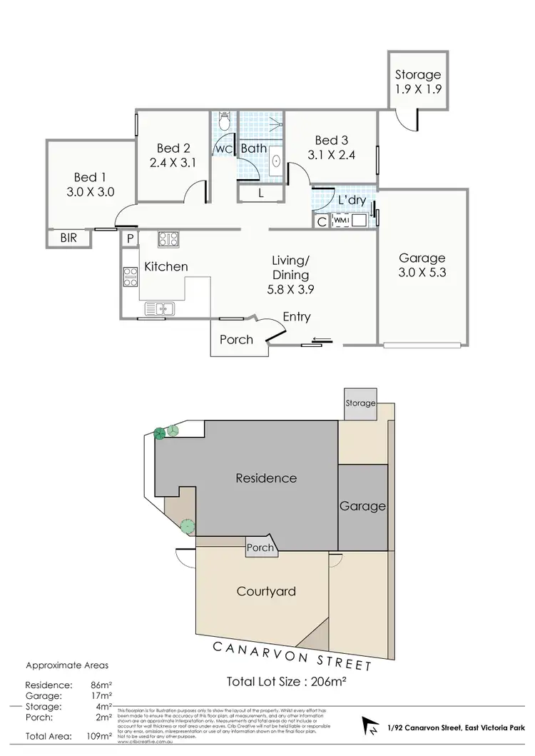 Floorplan of Homely house listing, 1/92 Carnarvon Street, East Victoria Park WA 6101