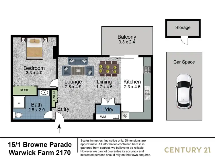 Floorplan of Homely unit listing, 15/1 Browne Parade, Warwick Farm NSW 2170