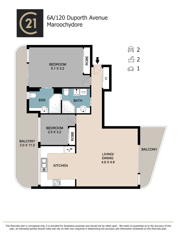 Floorplan of Homely unit listing, 6A/120-122 Duporth Avenue, Maroochydore QLD 4558