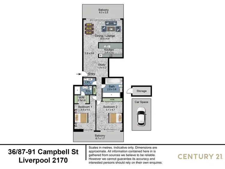Floorplan of Homely apartment listing, 36/87-91 Campbell Street, Liverpool NSW 2170