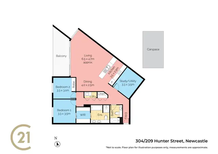 Floorplan of Homely apartment listing, 304/209 Hunter Street, Newcastle NSW 2300