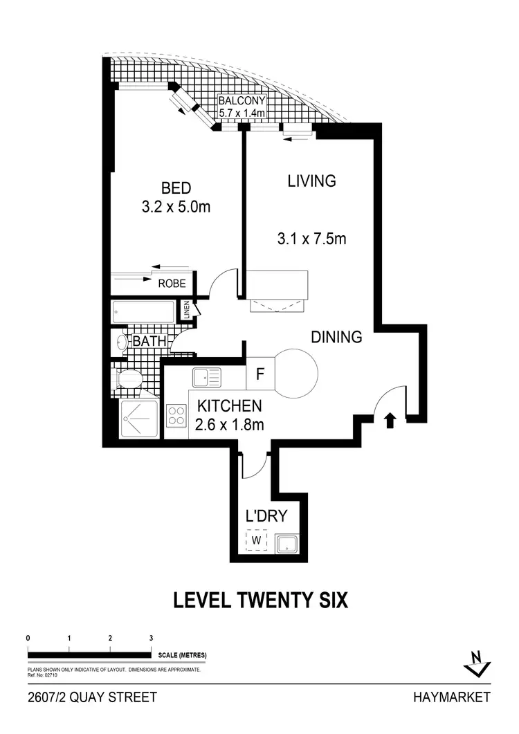 Floorplan of Homely apartment listing, 2607/2 Quay Street, Sydney NSW 2000