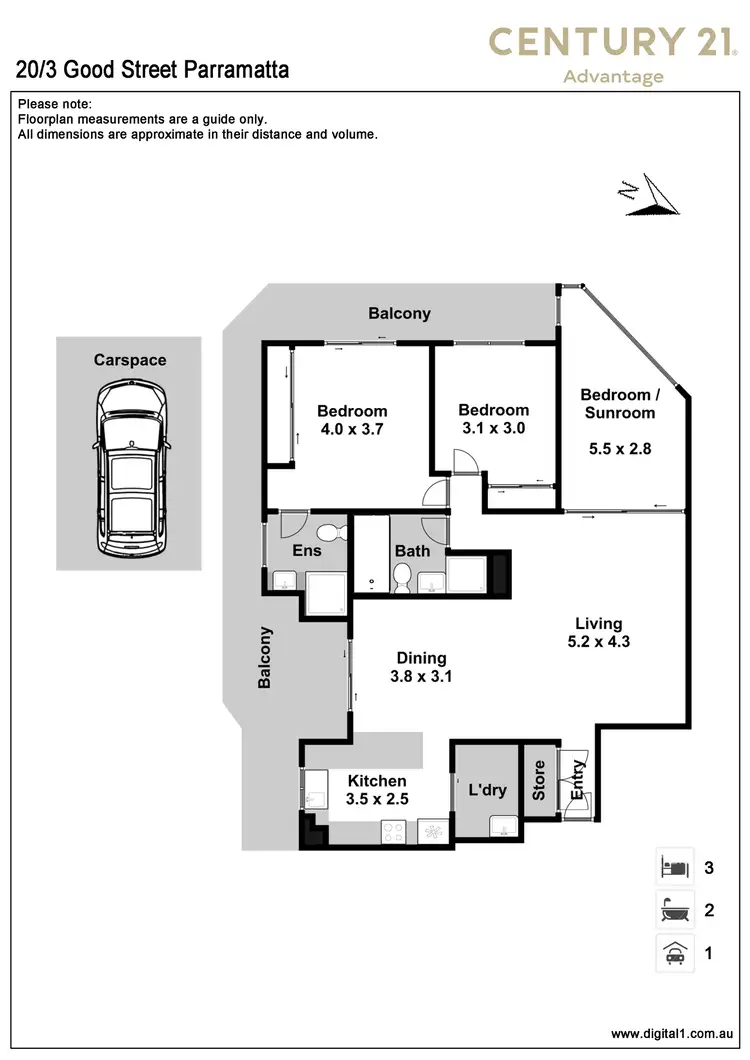 Floorplan of Homely apartment listing, 20/3 Good Street, Parramatta NSW 2150