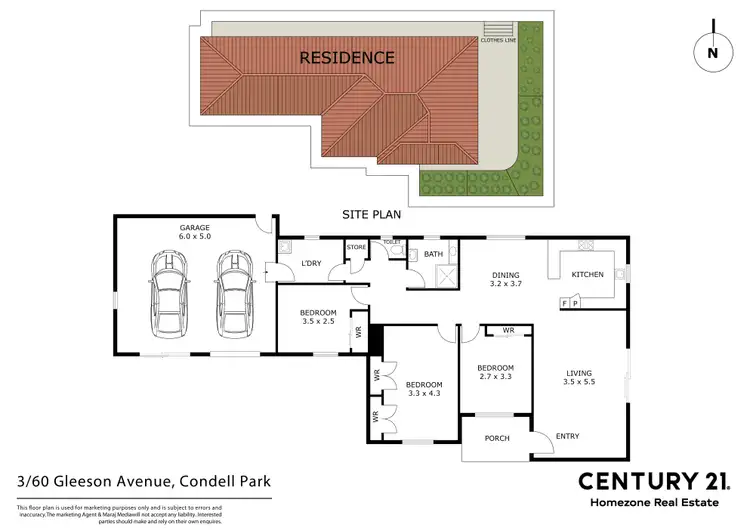 Floorplan of Homely villa listing, 3/60 Gleeson Avenue, Condell Park NSW 2200