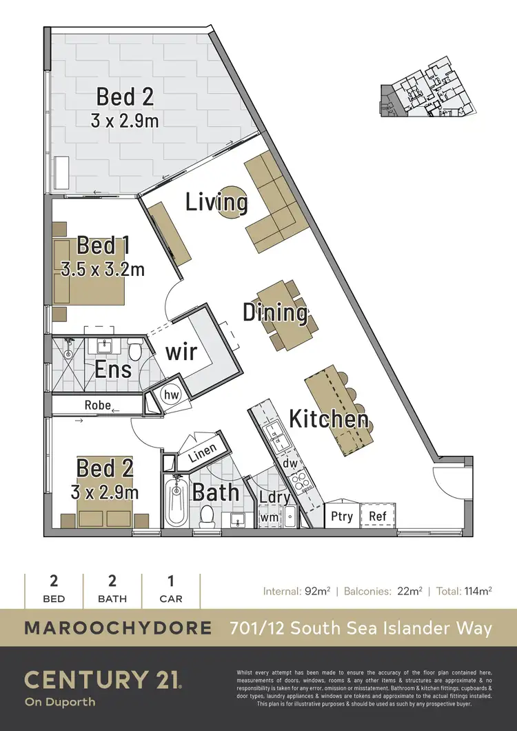 Floorplan of Homely unit listing, 701/12 South Sea Islander Way, Maroochydore QLD 4558