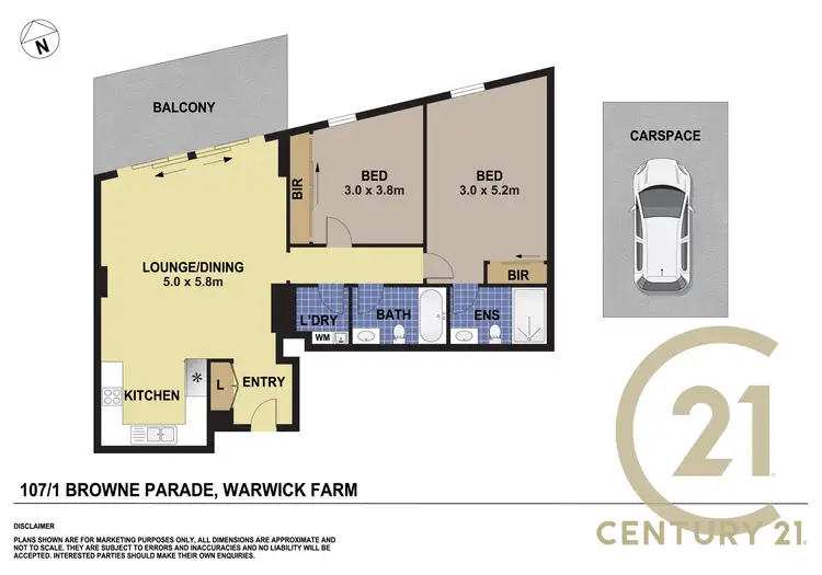 Floorplan of Homely apartment listing, 107/1 Browne Parade, Warwick Farm NSW 2170