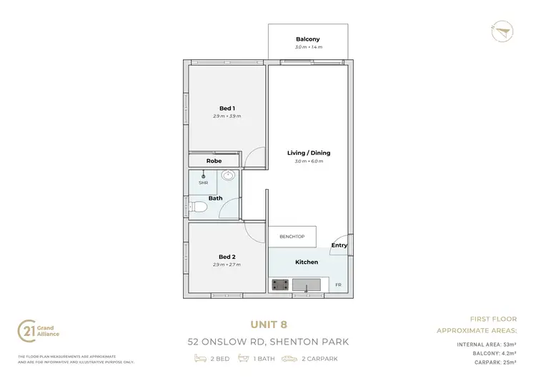 Floorplan of Homely apartment listing, 8/52 Onslow Road, Shenton Park WA 6008