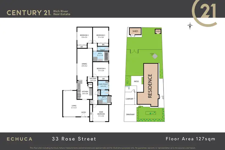 Floorplan of Homely house listing, 33 Rose Street, Echuca VIC 3564