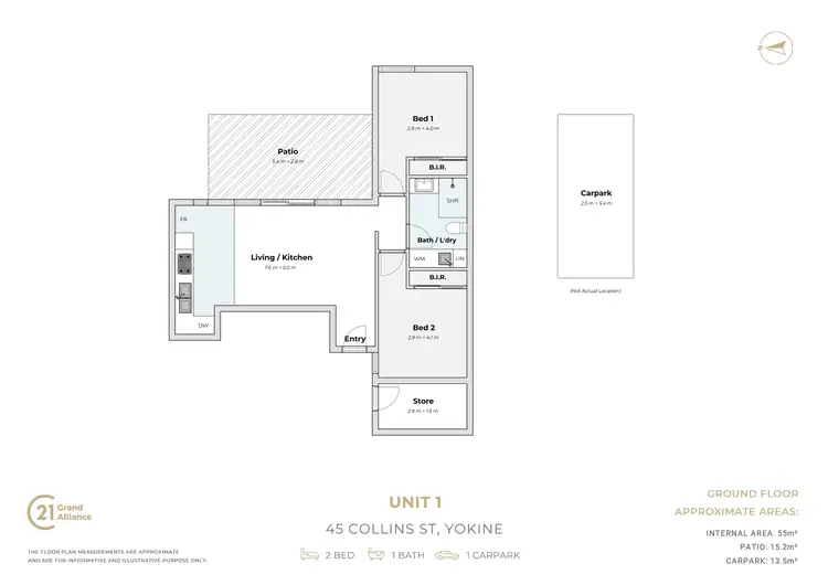 Floorplan of Homely apartment listing, 1/45 Collins Street, Yokine WA 6060