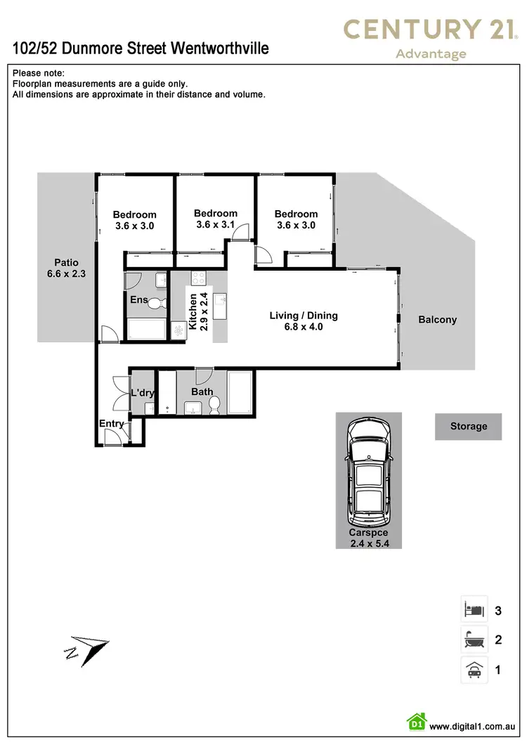 Floorplan of Homely apartment listing, 102/52 Dunmore Street, Wentworthville NSW 2145