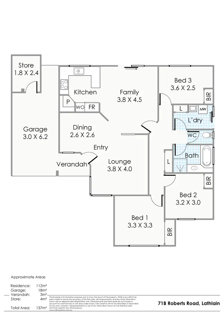 Floorplan of Homely semi-detached listing, 71B Roberts Road, Lathlain WA 6100