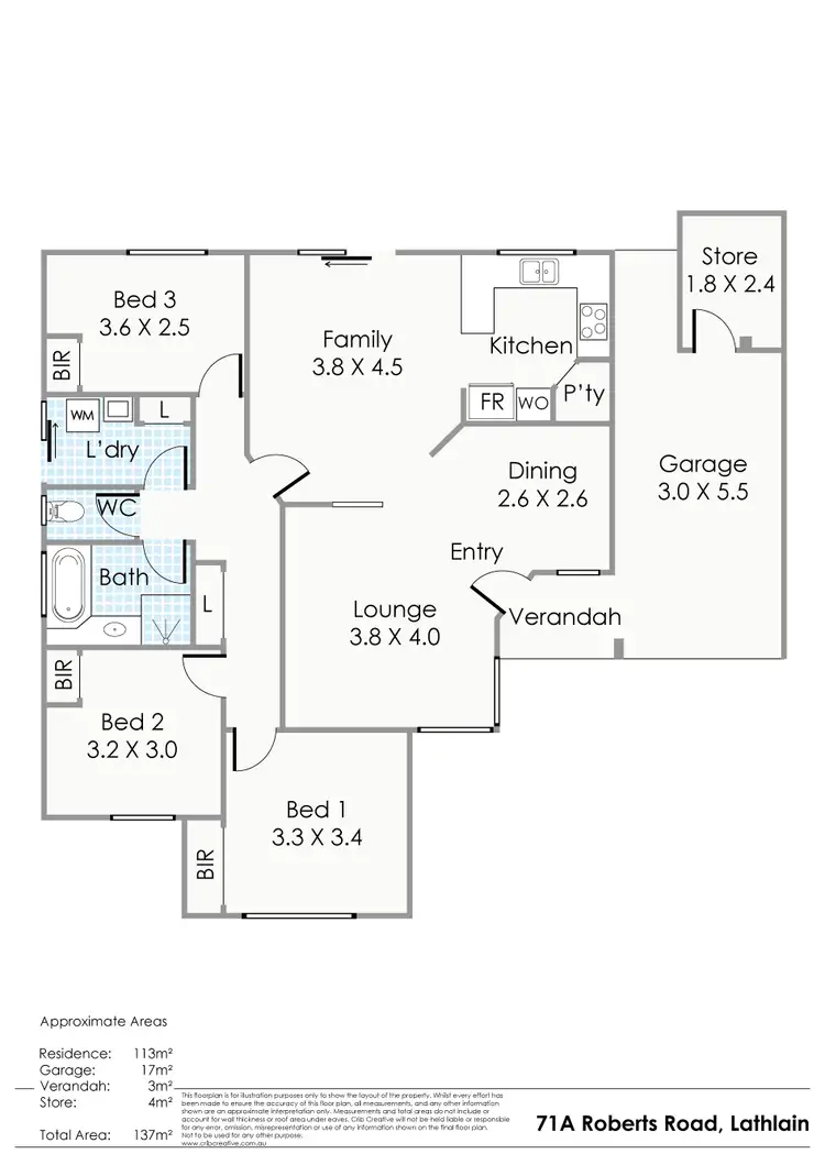 Floorplan of Homely semi-detached listing, 71A Roberts Road, Lathlain WA 6100