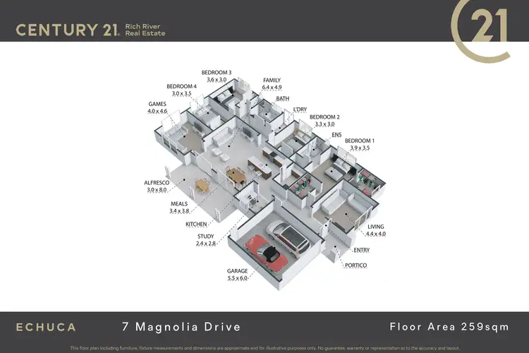 Floorplan of Homely house listing, 7 Magnolia Drive, Echuca VIC 3564