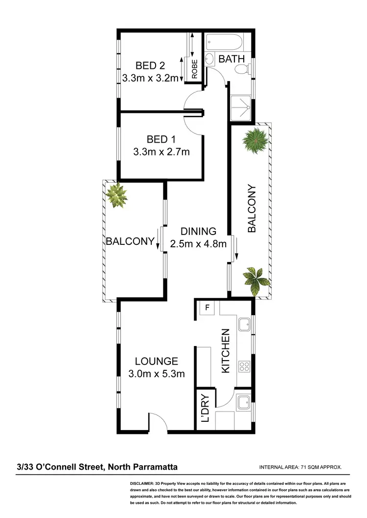 Floorplan of Homely apartment listing, 3/33 O'connell Street, North Parramatta NSW 2151