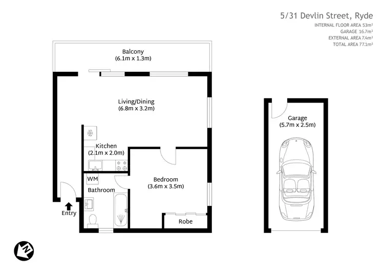 Floorplan of Homely unit listing, 5/31 Devlin Street, Ryde NSW 2112