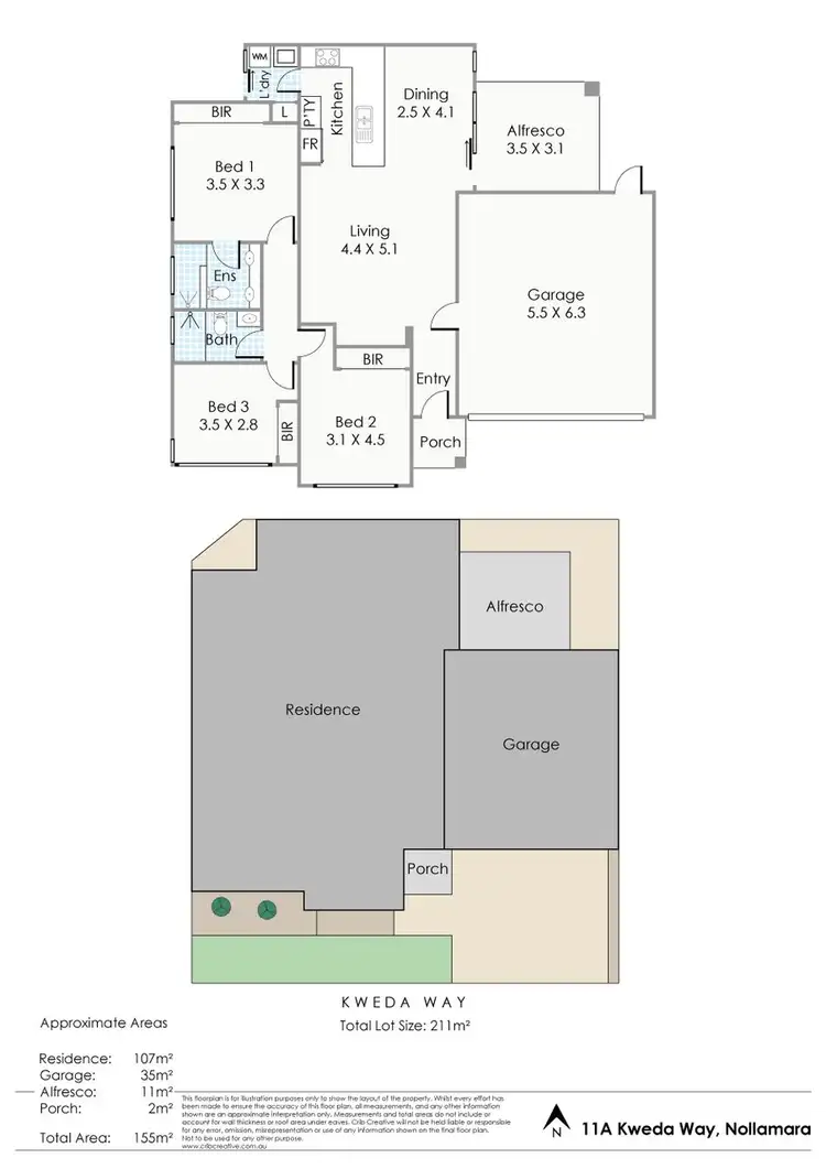 Floorplan of Homely house listing, 11A Kweda Way, Nollamara WA 6061