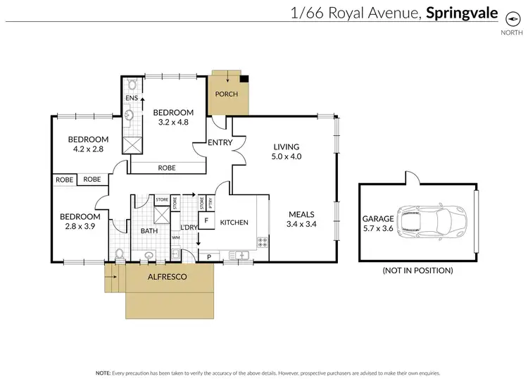 Floorplan of Homely unit listing, 1/66 Royal Avenue, Springvale VIC 3171