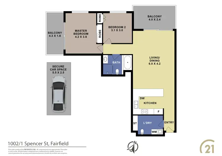 Floorplan of Homely unit listing, 1002/1-11 Spencer Street, Fairfield NSW 2165