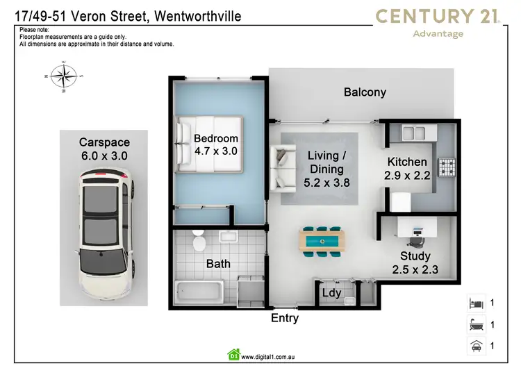 Floorplan of Homely unit listing, 17/49-51 Veron Street, Wentworthville NSW 2145