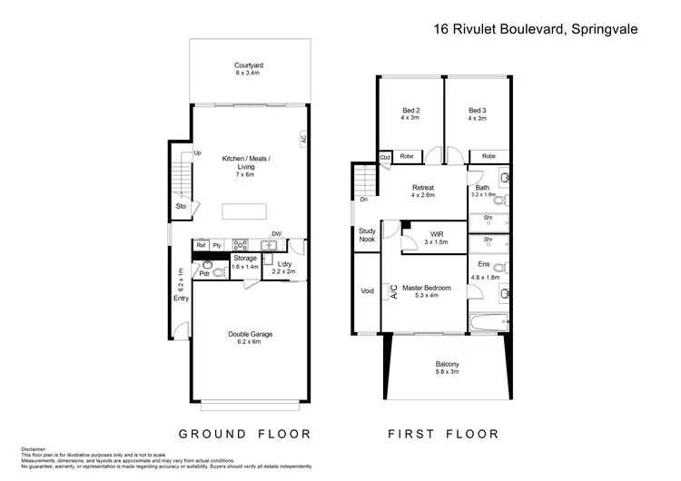 Floorplan of Homely townhouse listing, 16 Rivulet Boulevard, Springvale VIC 3171