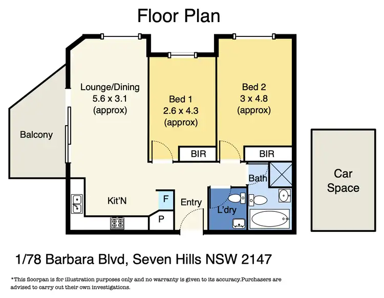Floorplan of Homely apartment listing, 1/78 Barbara Boulevard, Seven Hills NSW 2147