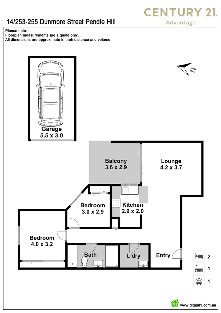 Floorplan of Homely apartment listing, 14/253-255 Dunmore Street, Pendle Hill NSW 2145