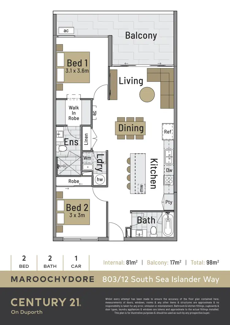 Floorplan of Homely unit listing, 803/12 South Sea Islander Way, Maroochydore QLD 4558