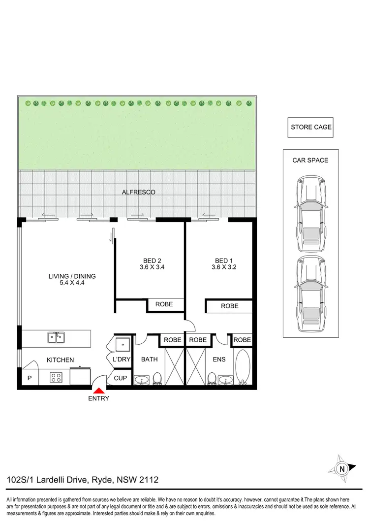 Floorplan of Homely apartment listing, 102S/1 Lardelli Drive, Ryde NSW 2112