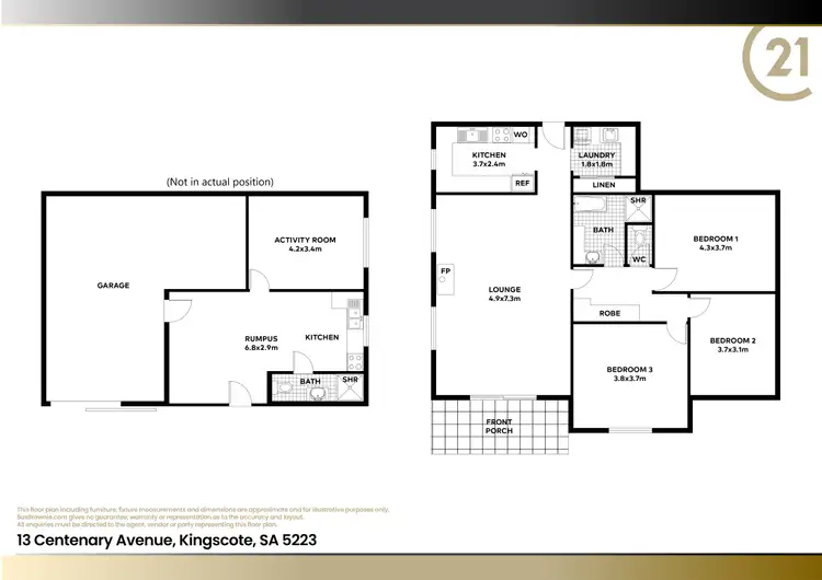 Floorplan of Homely house listing, 13 Centenary Avenue, Kingscote SA 5223