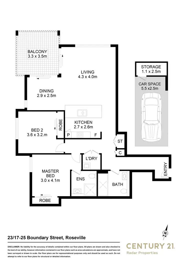 Floorplan of Homely apartment listing, 23/17-25 Boundary Street, Roseville NSW 2069