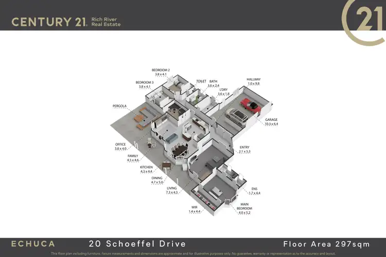 Floorplan of Homely house listing, 20 Schoeffel Drive, Echuca VIC 3564