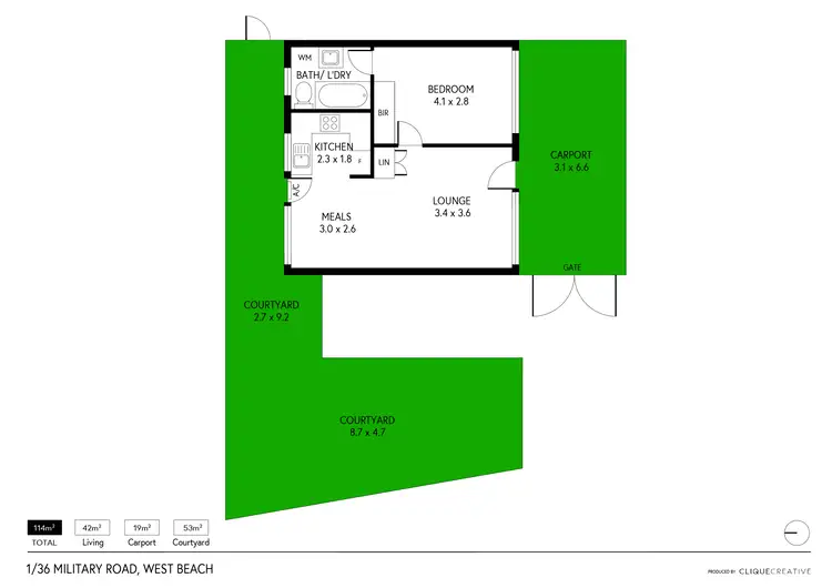 Floorplan of Homely unit listing, 1/36 Military Road, West Beach SA 5024
