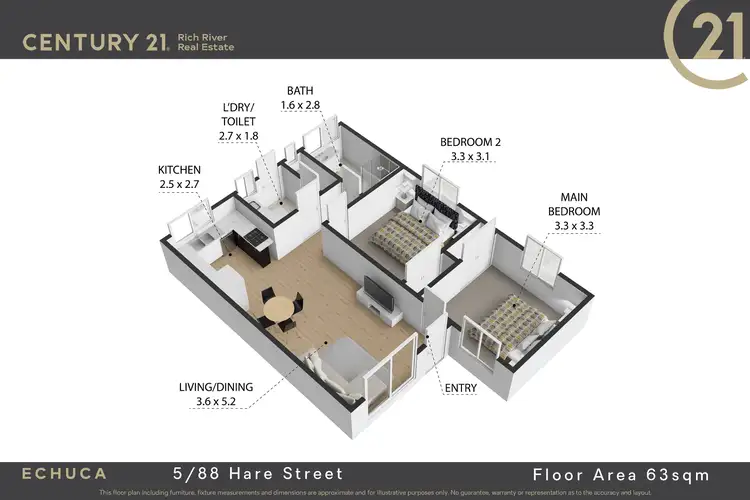 Floorplan of Homely unit listing, 5/88 Hare Street, Echuca VIC 3564